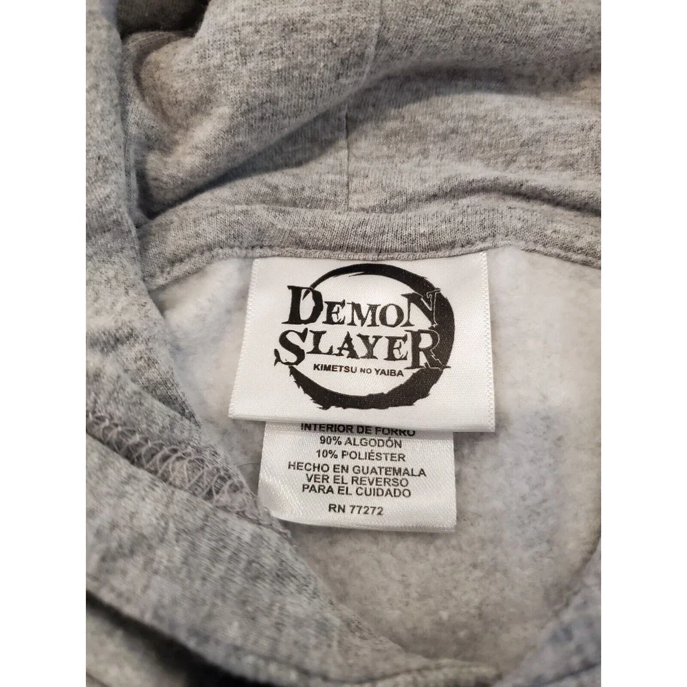 Demon Slayer Drawstring Hoodie Gray Trio Line Sz Small Japamese Anime Manga
